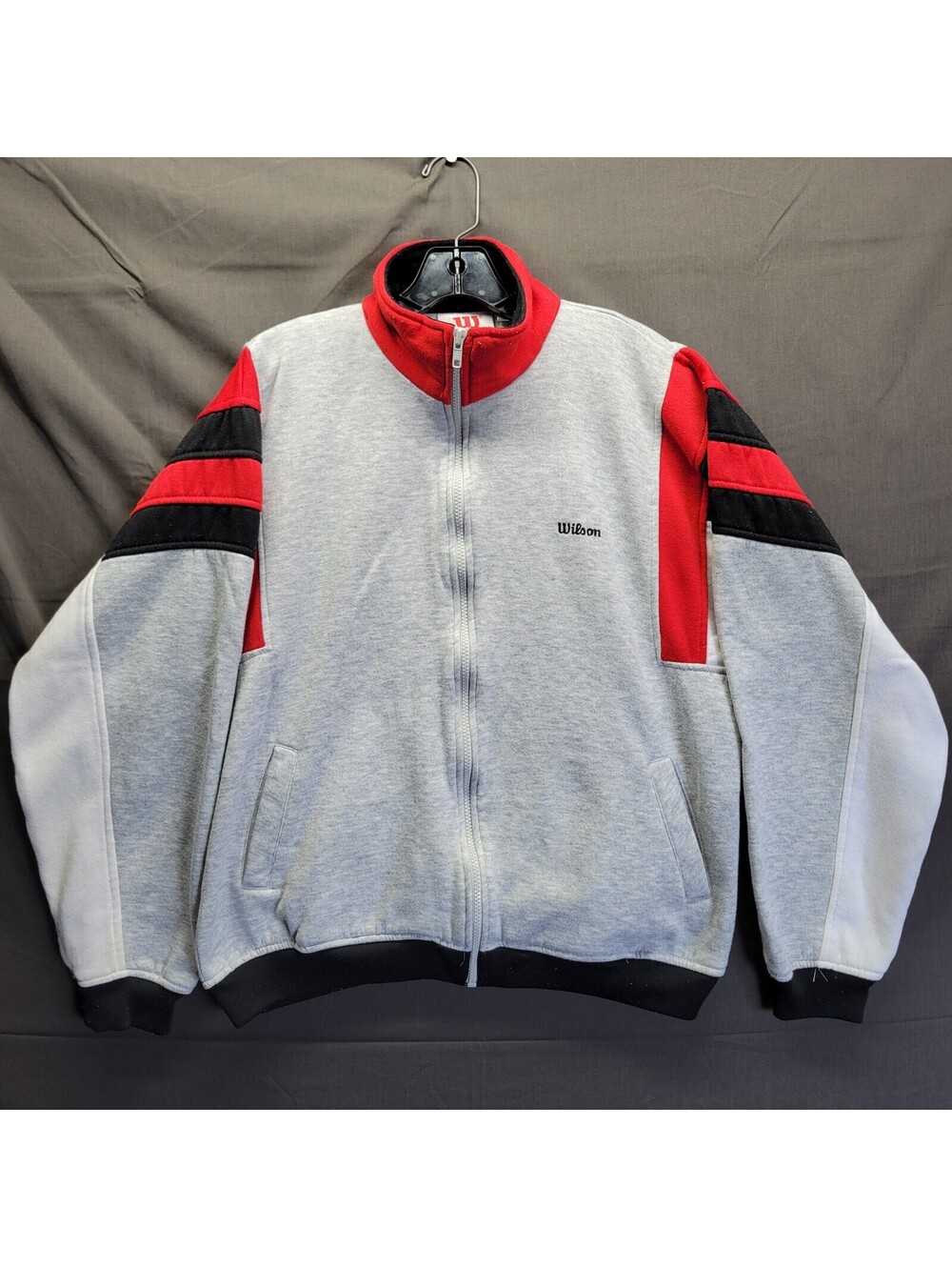 Vintage 80s 90s Wilson Tennis Full Zip Sweatshirt L Track Jacket Retro Sports
